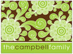 Prints Charming Folded Note Cards - Green Fun Floral (N9108)