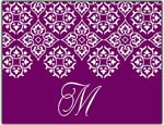 Prints Charming Folded Note Cards - Purple Damask (N9112)