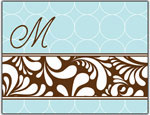 Prints Charming Folded Note Cards - Chain Link Band - Blue-Brown (N9144)