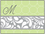 Prints Charming Folded Note Cards - Chain Link Band - Green-Silver (N9151)