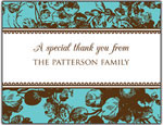 Prints Charming Folded Note Cards - Blue/Brown Floral (N9158)
