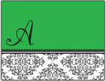 Prints Charming Folded Note Cards - Green Floral Band (N9162)
