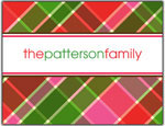 Prints Charming Folded Note Cards - Pink Christmas Plaid (N9166)