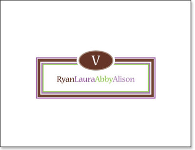 Queen Bee Personalized Stationery/Thank You Notes - Mocha & Purple Initial (NC-06)
