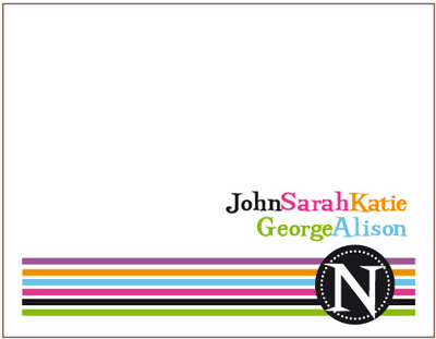 Queen Bee Personalized Stationery/Thank You Notes - Sassy Stripe Initial (NC-118)