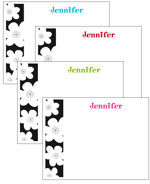 Queen Bee Personalized Stationery/Thank You Notes - Black & White Flowers (CC-65)