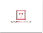 Queen Bee Personalized Stationery/Thank You Notes - Red & Mauve Criss Cross (NC-07)