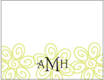 Queen Bee Personalized Stationery/Thank You Notes - Graphic Flower - Green (NC-121)