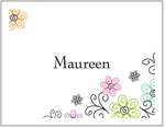 Queen Bee Personalized Stationery/Thank You Notes - Curly Flowers (NC-122)