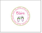 Queen Bee Personalized Stationery/Thank You Notes - Flip Flops Polka Dots (NC-78)