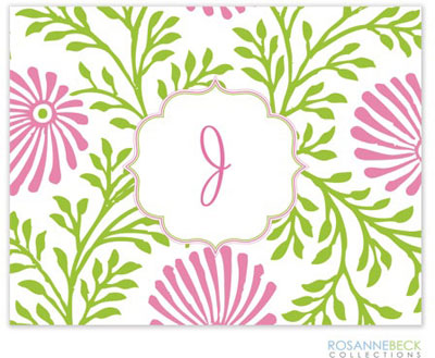 Rosanne Beck Stationery - Lime Floral - Pink
