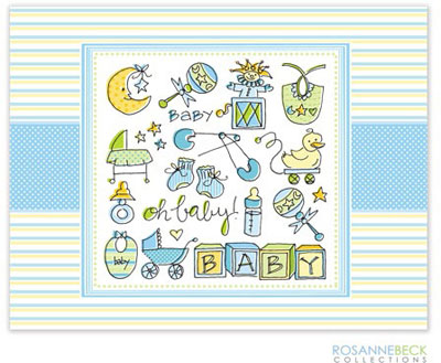 Rosanne Beck Stationery - Oh Baby - Blue