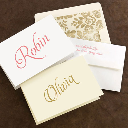 Stationery/Thank You Notes by Rytex - Script First Name Foldnotes