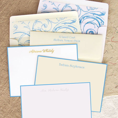 Stationery/Thank You Notes by Rytex - Hand Bordered Cards (Soft Blue)
