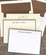 Rytex Stationery - Aqua And Brown Hand Bordered Cards (RY-B3-27-28-p31)