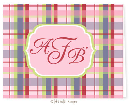 Take Note Designs - Stationery/Thank You Notes (Preppy Girl Madras Tag)