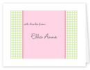 Take Note Designs Thank You Notes - Panel Thank You Green Gingham Pink (B-0912)