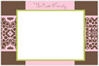 Take Note Designs - Stationery/Thank You Notes (Pink Scroll on Brown) (TND-B2-0105)
