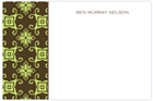 Take Note Designs - Stationery/Thank You Notes (Green Art on Brown) (TND-B2-0204)