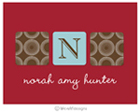 Take Note Designs - Stationery/Thank You Notes (Brown Cube Initial on Red Graduation) (TND-C-2517)