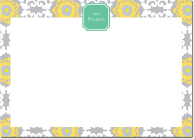 Whitney English Stationery/Thank You Notes - Modern Suzani Lemon (W24421)