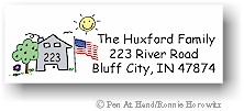 Pen At Hand Stick Figures - Address Label #5 (Color)