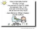 Pen At Hand Stick Figures Birth Announcements - New Sibling Carriage (color)