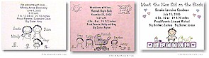 Customized stick figure birth announcements by Pen At Hand