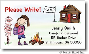 Pen At Hand Stick Figures - Camp Calling Cards (Please Write - Girl)