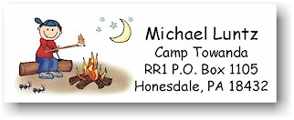 Pen At Hand Stick Figures - Address Label (Campfire Boy - Full Color)