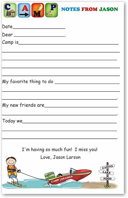 Pen At Hand Stick Figures - Large Full Color Notepads (Waterskier Boy - Fill-in)