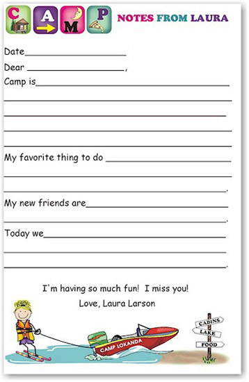 Pen At Hand Stick Figures - Large Full Color Notepads (Waterskier Girl - Fill-in)