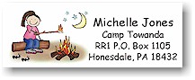 Pen At Hand Stick Figures - Address Label (Campfire Girl - Full Color)