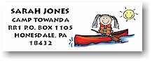 Pen At Hand Stick Figures - Address Label (Canoe Girl - Full Color)