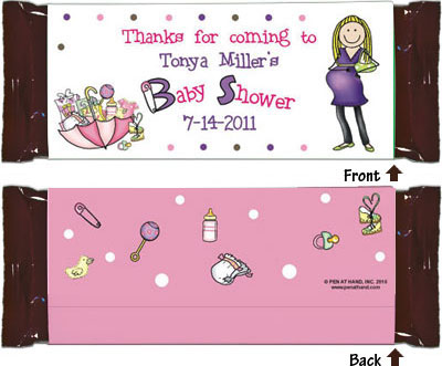 Pen At Hand Stick Figure Candy Wrappers - Baby Shower (Girl)