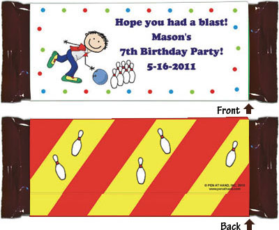 Pen At Hand Stick Figure Candy Wrappers - Bowling (Boy)