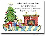 Pen At Hand Stick Figures - Full Color Holiday Cards - Xmas-Couple