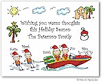 Pen At Hand Stick Figures - Full Color Holiday Cards - Xmas Tropical Water