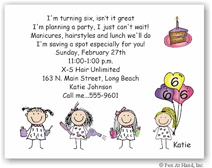 Pen At Hand Stick Figures - Invitations - Beauty Party (color)