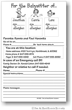 Pen At Hand Stick Figures Pad - Babysitter Pad