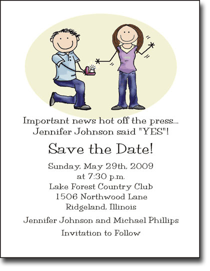 Pen At Hand Stick Figures - Save The Date Cards (Wedding Ring)