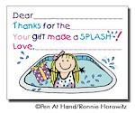 Pen At Hand Stick Figures Stationery - Pool - Girl (Fill-In Thank You Notes)