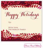 Bonnie Marcus Personalized Gift Stickers - Peaceful Holiday Vines (Red)