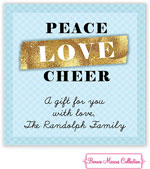 Bonnie Marcus Personalized Gift Stickers - Peace Love Cheer (Blue)