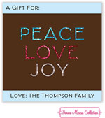 Bonnie Marcus Personalized Gift Stickers - Peace Love Joy Snowflake (Blue)
