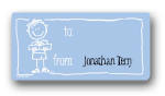 Dinky Designs Gift Stickers - Boy With Present (123B)