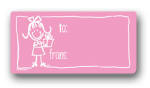 Dinky Designs Gift Stickers - Girl With Present (122G)