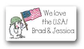 Dinky Designs Gift Stickers - U.S.A. Bear & Flag (128U)