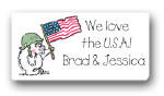 Dinky Designs Gift Stickers - U.S.A. Bear & Flag (128U)