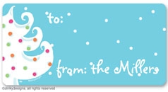 Dinky Designs - Holiday Calling Card Stickers (Blue - white Christmas) (CCS-828B)